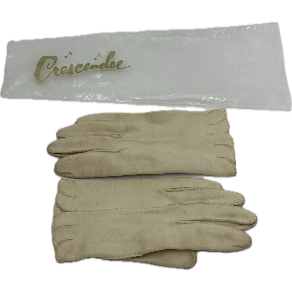 Vtg Crescendoe Ladies Cream Dress Gloves Sz 6.5 Costume‎ Women's Core Off White
